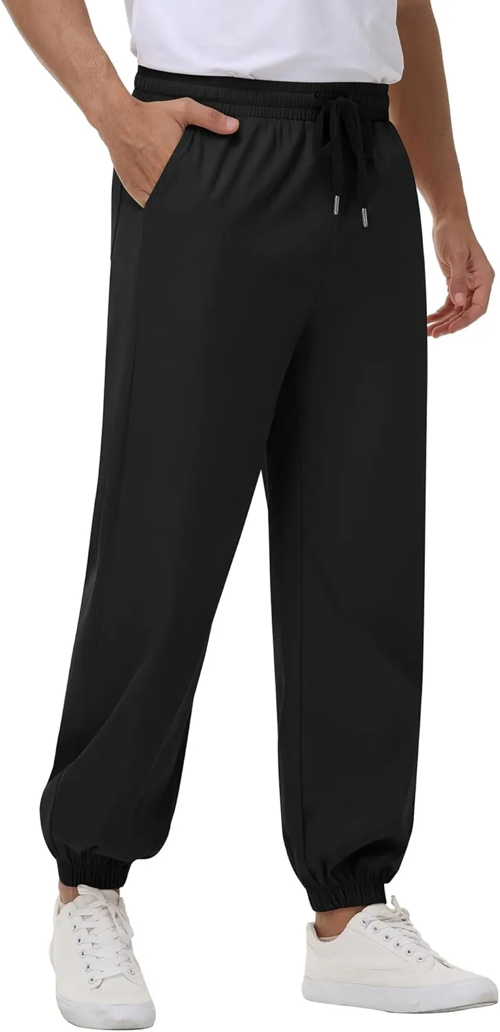 3 Pack Men's Casual Jogger Pants, Cotton Drawstring Sweatpants with Pockets Hiking Outdoor Athletic Joggers