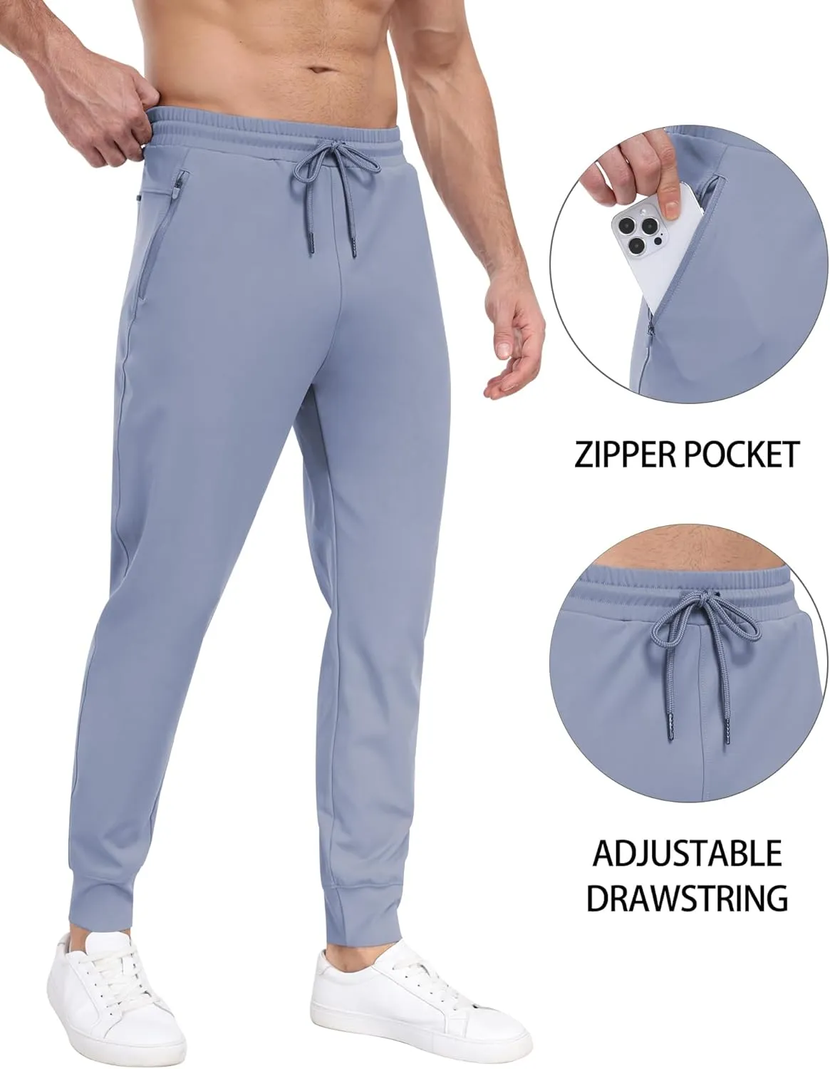 3 Pack Men's Sweatpants with Zipper Pockets,Workout Gym Traning Track Joggers Pants for Men Running Jogging Pants