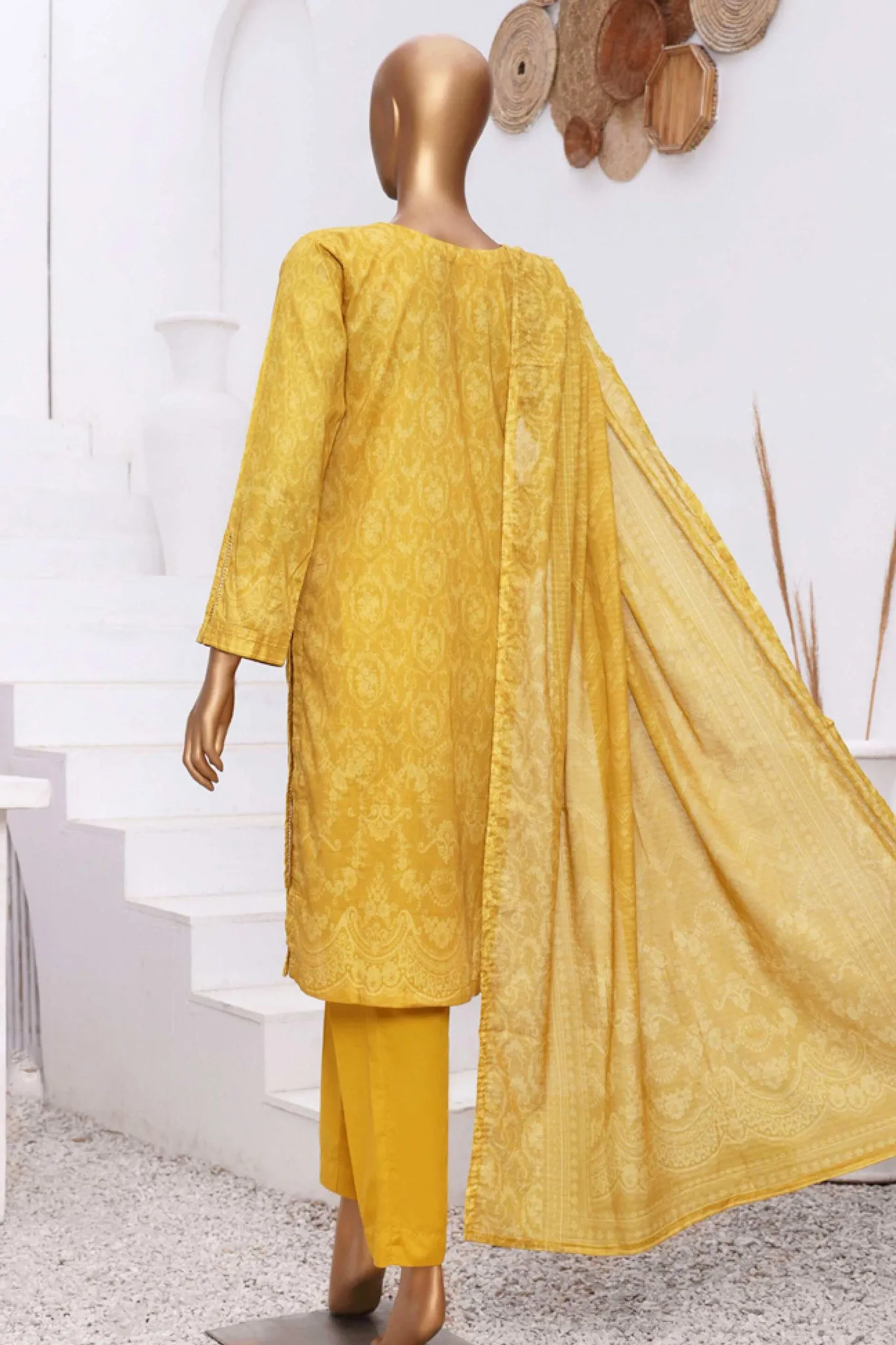 Aashkaar By HZ Stitched 3 Piece Emb Lawn Vol-05 Collection'2024-AEL-404-Mustard