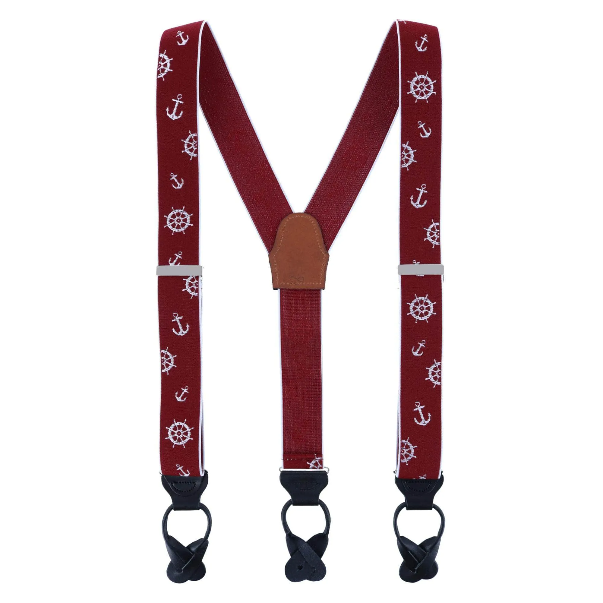 Ahoy Nautical Themed Elastic Button End Braces