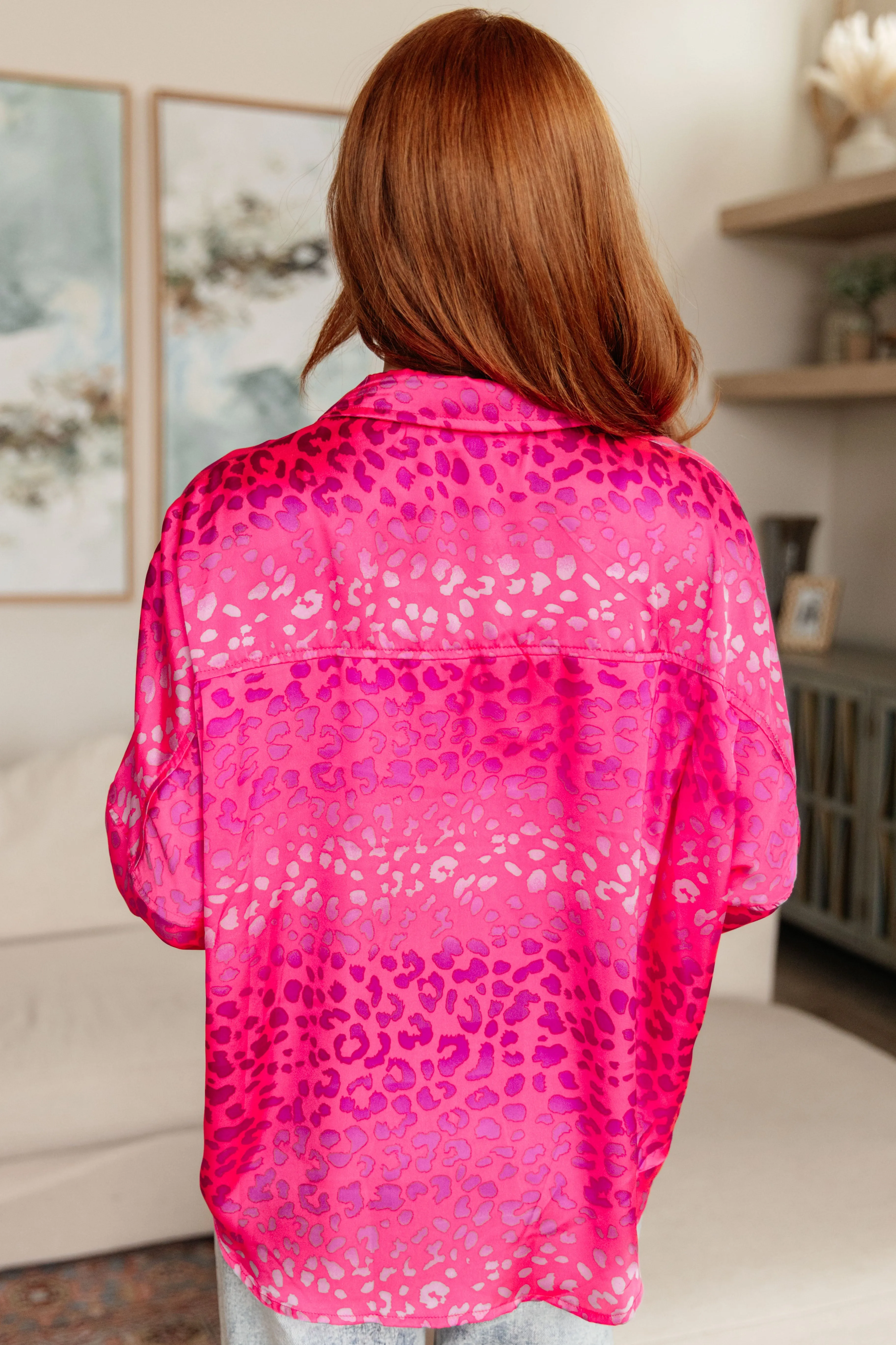 Andree by Unit Button Up Blouse in Hot Pink