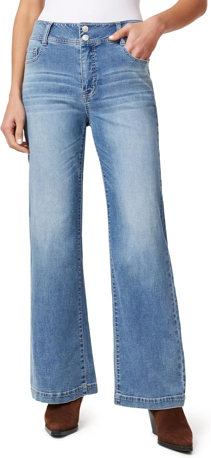 Angels Forever Young Women's Everbreeze Curvy High-Rise Relaxed Flare Jeans