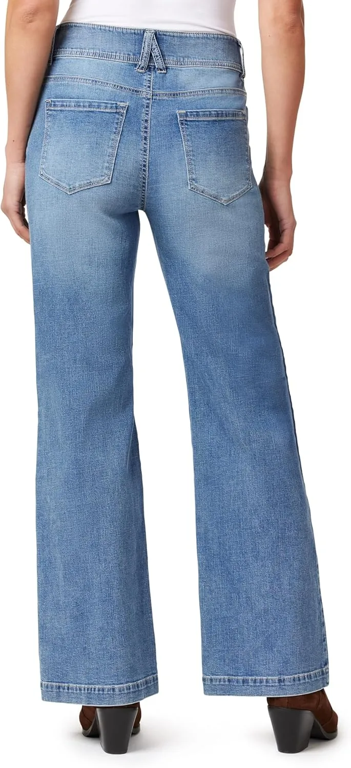 Angels Forever Young Women's Everbreeze Curvy High-Rise Relaxed Flare Jeans