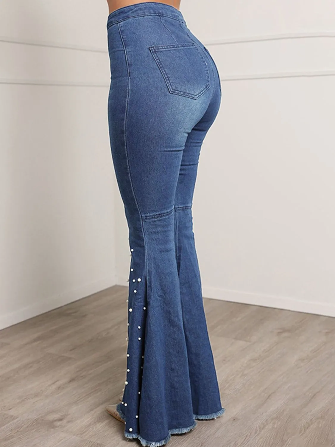 *APP EXCLUSIVE* Buttonfly Flare Pearl Jeans