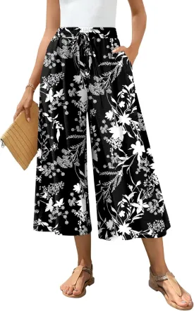 Bestbee Womens Capri Palazzo Pants Dressy Casual Wide Leg Pants Business Slacks with Pockets