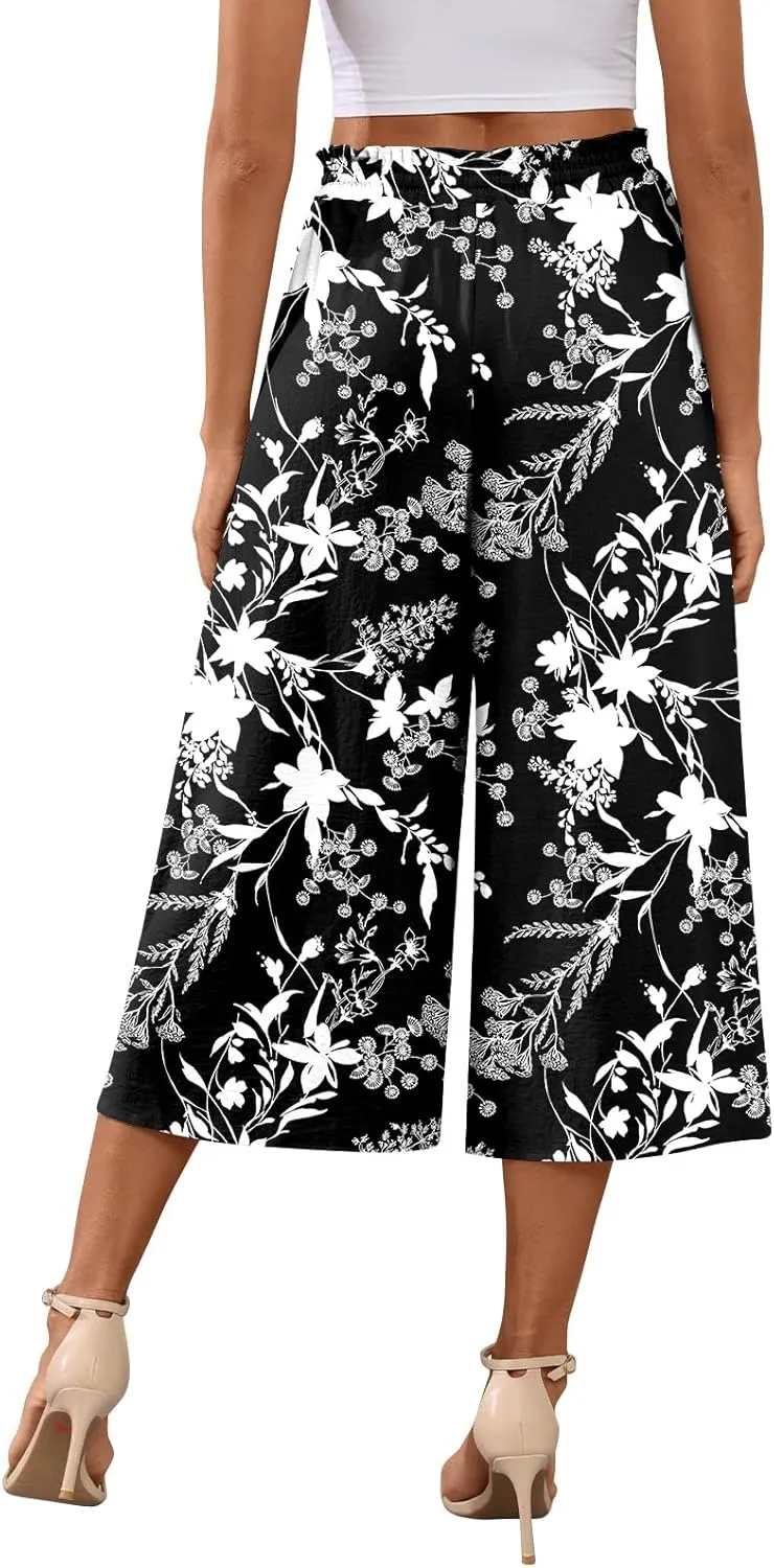 Bestbee Womens Capri Palazzo Pants Dressy Casual Wide Leg Pants Business Slacks with Pockets