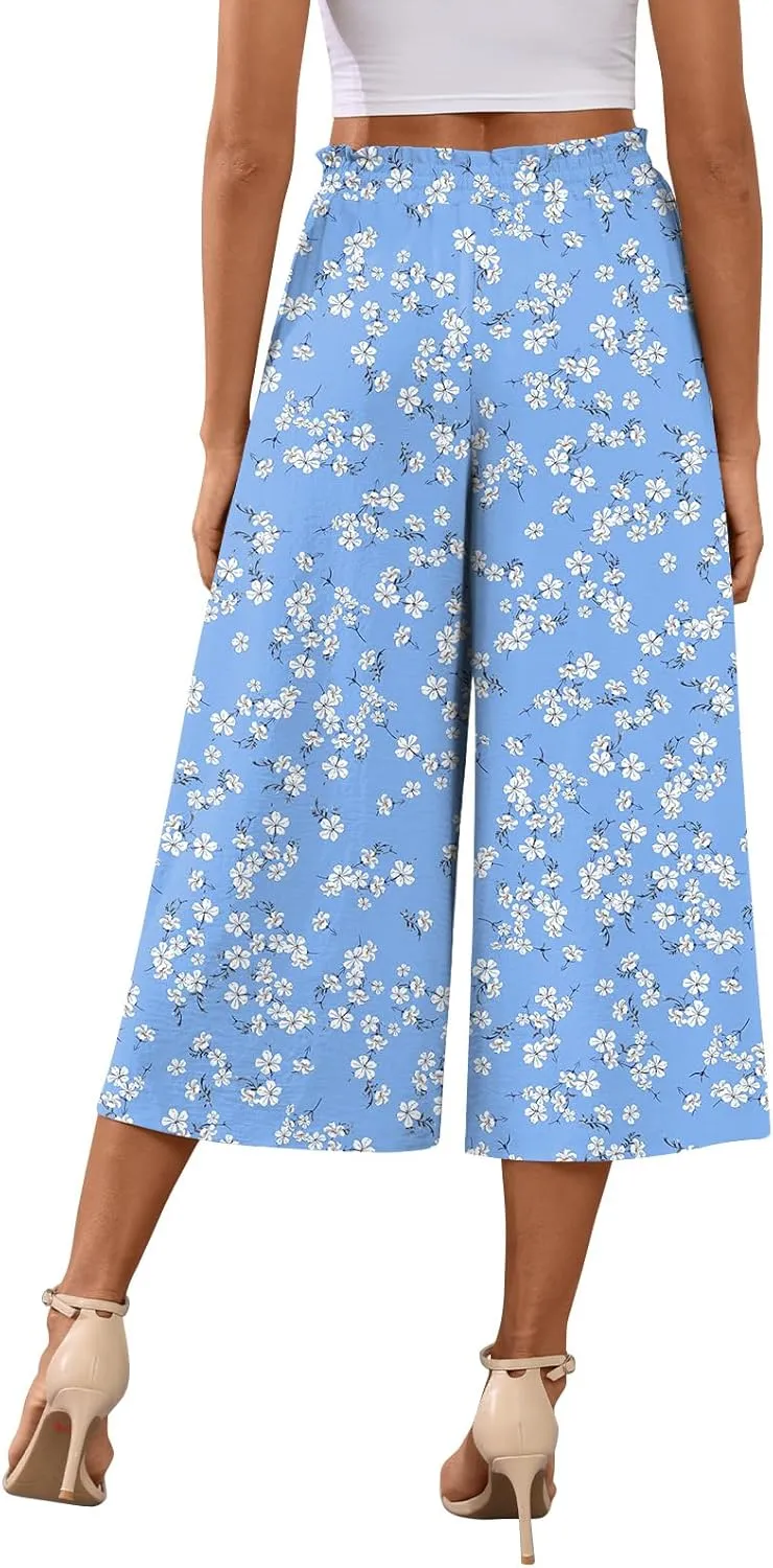 Bestbee Womens Capri Palazzo Pants Dressy Casual Wide Leg Pants Business Slacks with Pockets