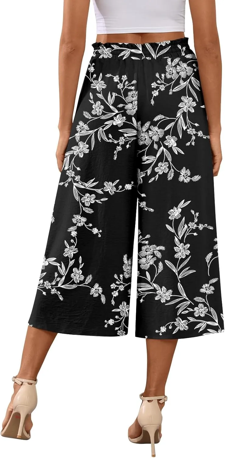 Bestbee Womens Capri Palazzo Pants Dressy Casual Wide Leg Pants Business Slacks with Pockets