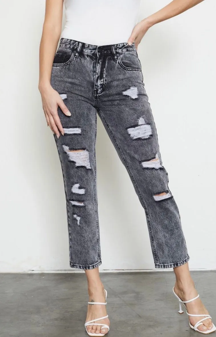 Black Acid Wash KanCan Jeans
