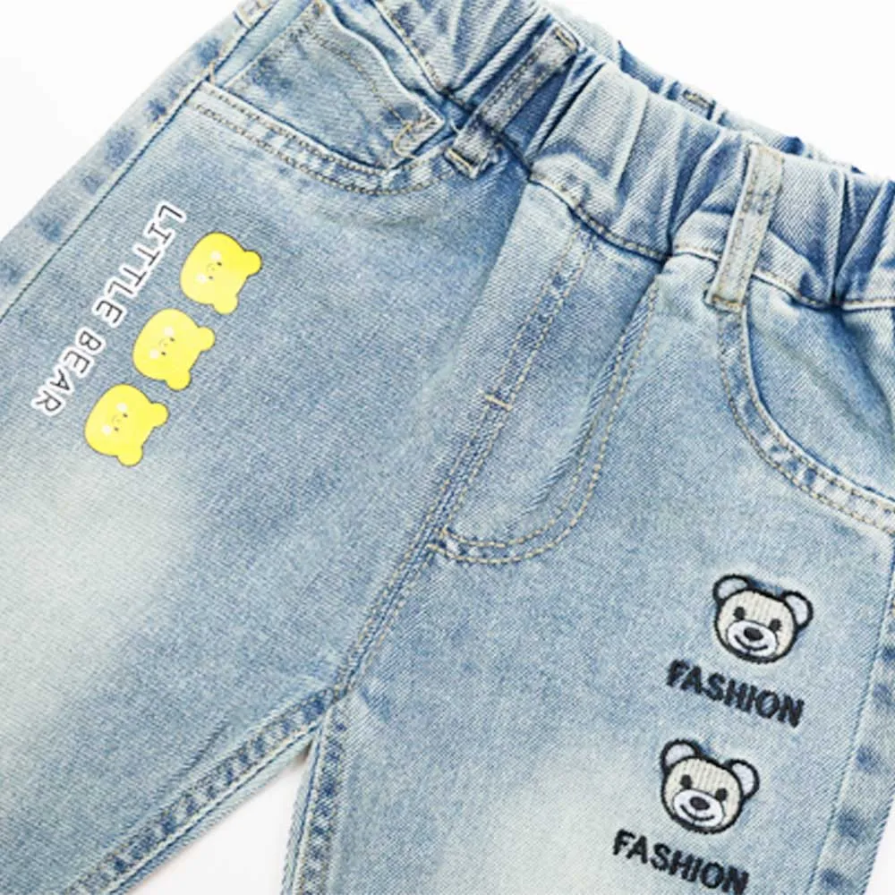 Blue Bear Embroidered Denim Pants