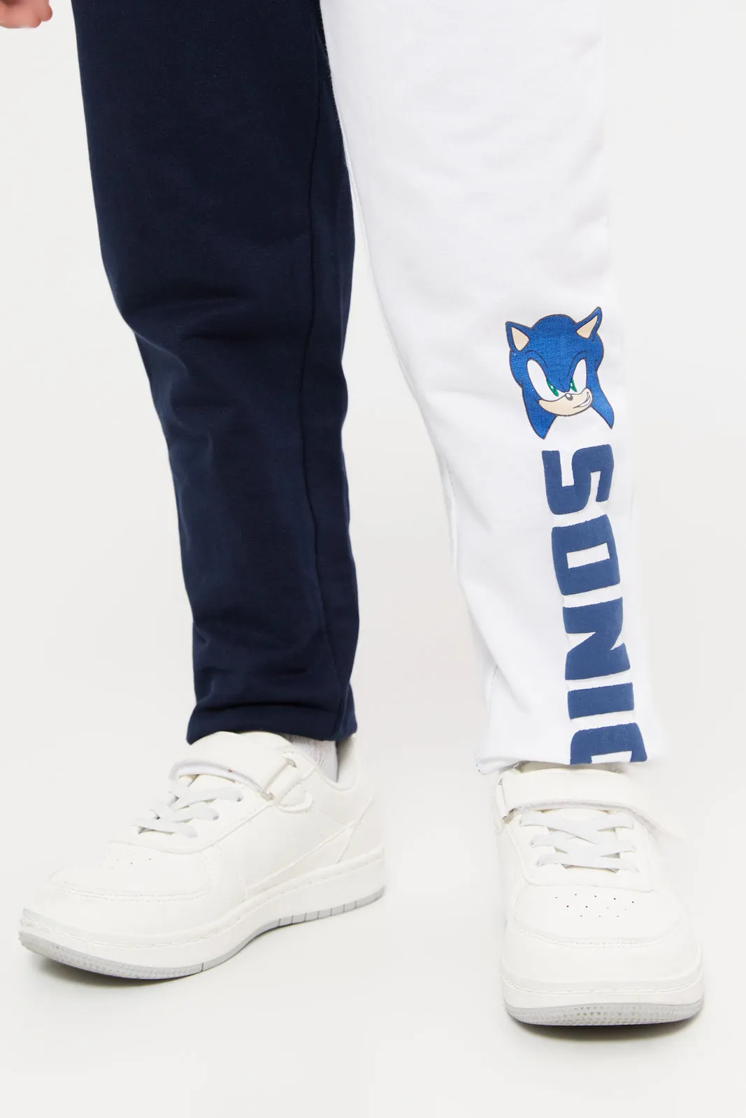 Boys Black And White Sonic Track Pants