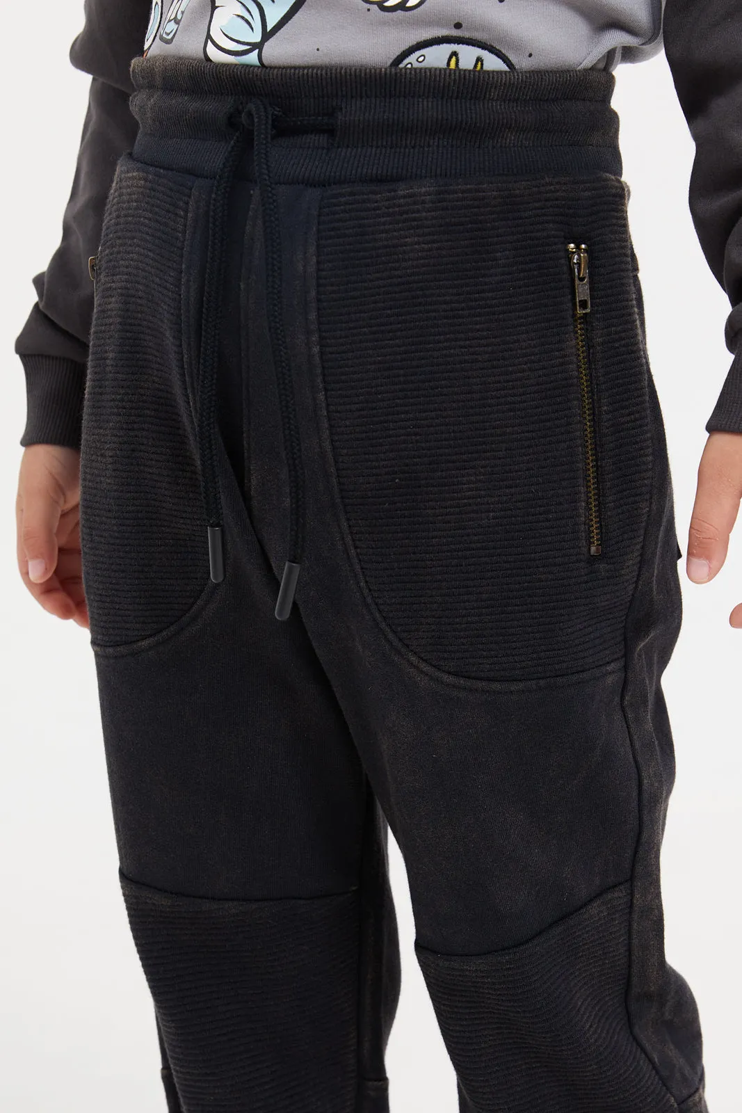 Boys Black Track Pants