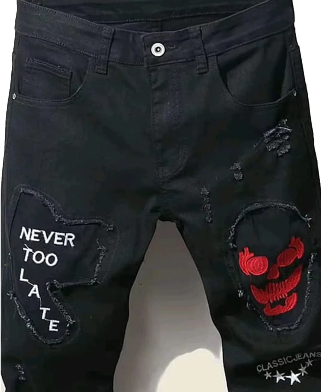Boy's Skinny Fit Ripped Destroyed Distressed Stretch Slim Jeans Pants