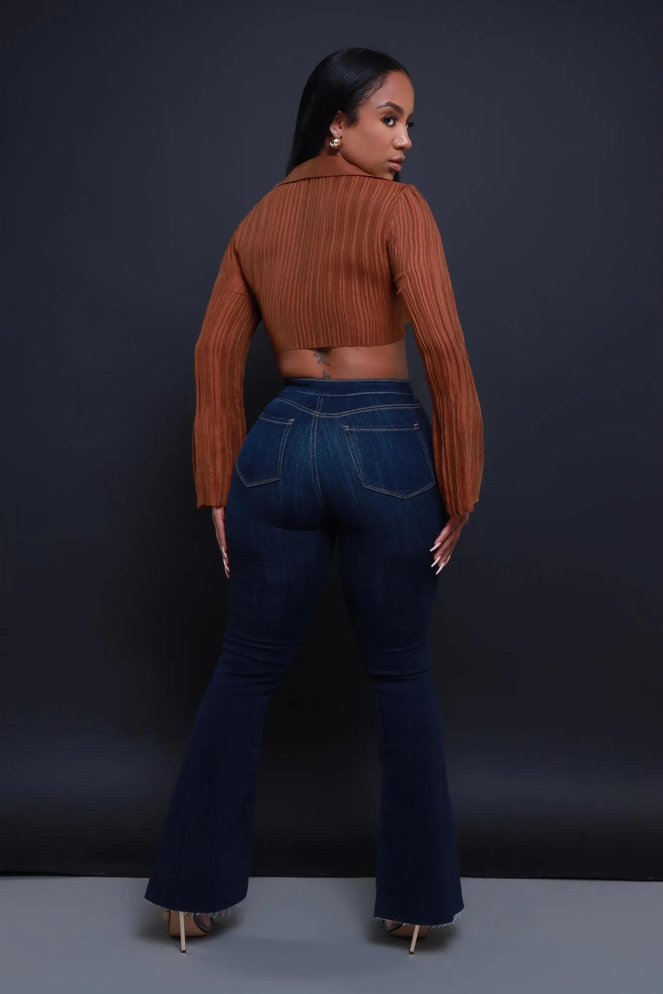 Bring It Up High Rise Super Flare Jeans - Dark Wash