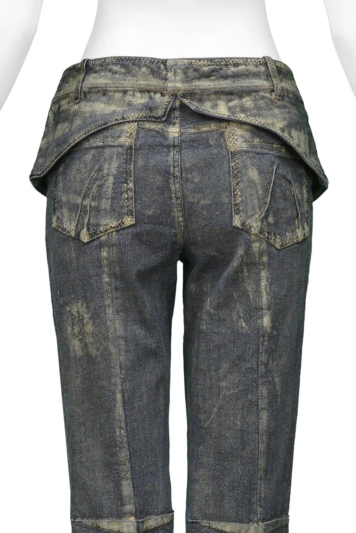 CHRISTIAN DIOR GREY DENIM JEANS WITH GOLD WAX 2006