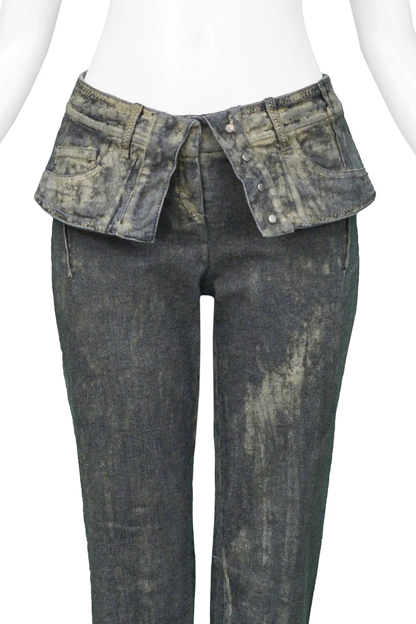CHRISTIAN DIOR GREY DENIM JEANS WITH GOLD WAX 2006