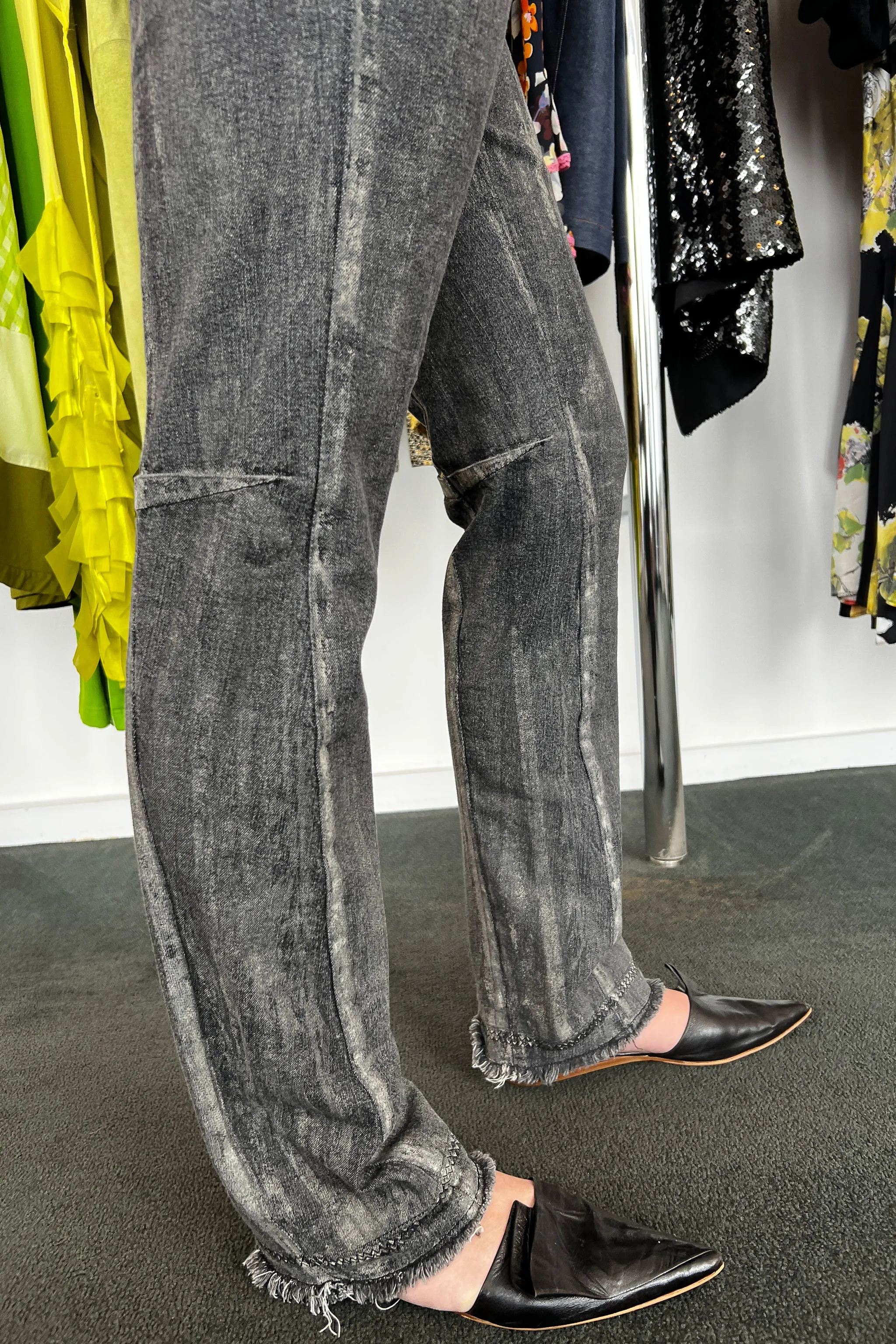 CHRISTIAN DIOR GREY DENIM JEANS WITH GOLD WAX 2006