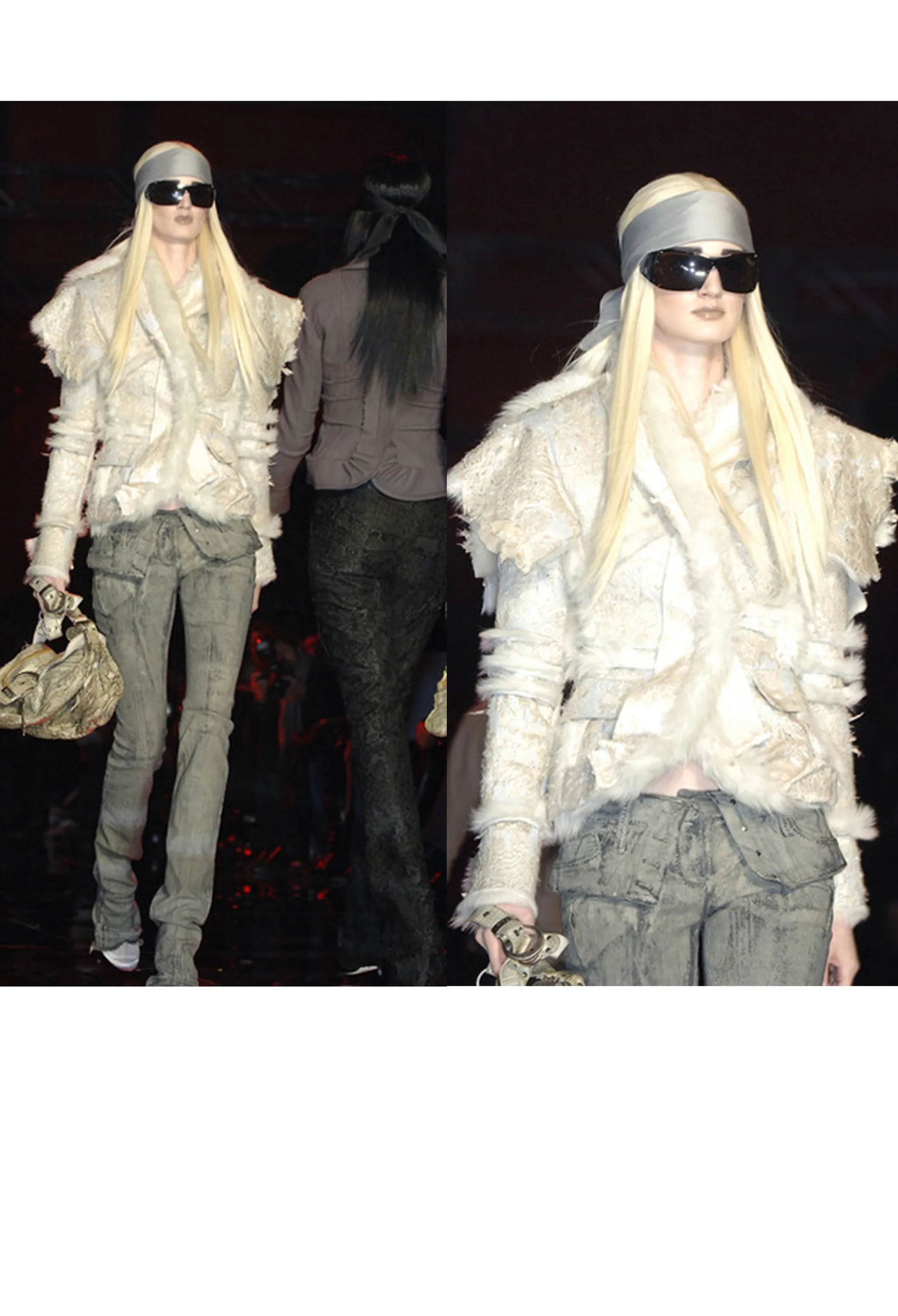 CHRISTIAN DIOR GREY DENIM JEANS WITH GOLD WAX 2006