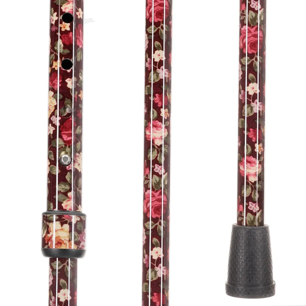 Dark Floral Derby Cane: Adjustable Carbon Fiber