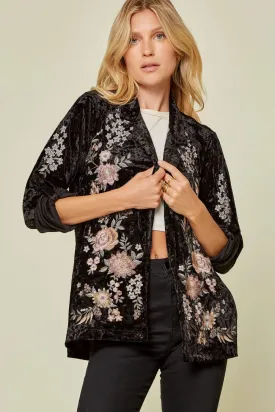 Embroidered Velvet Blazer