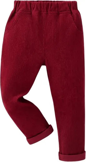 Floerns Boy's Casual Elastic Waist Tapered Trousers Long Corduroy Pants