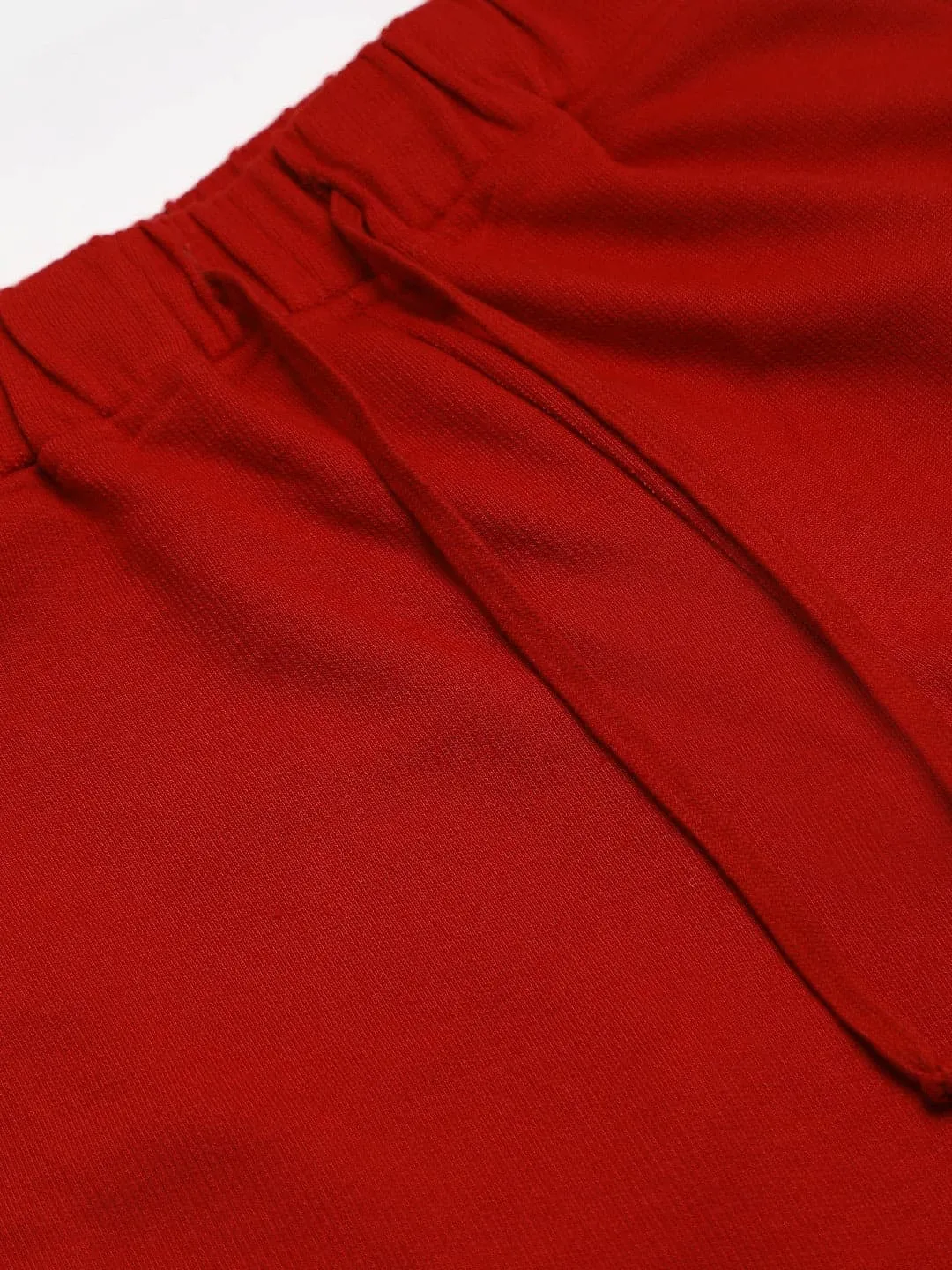Girls Red Solid Basic Joggers - Lyush Kids