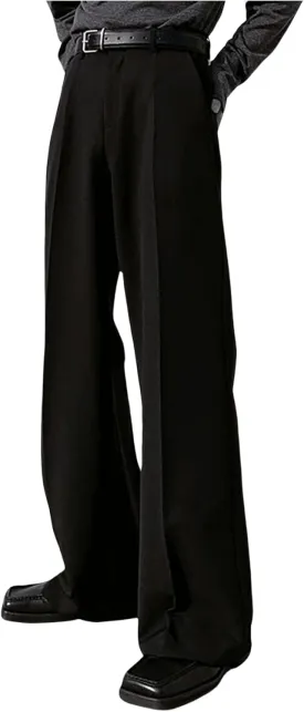 GORGLITTER Men's Wide Leg Flare Dress Pants Baggy Suit Trousers Office Business Causal Outfits with Pockets