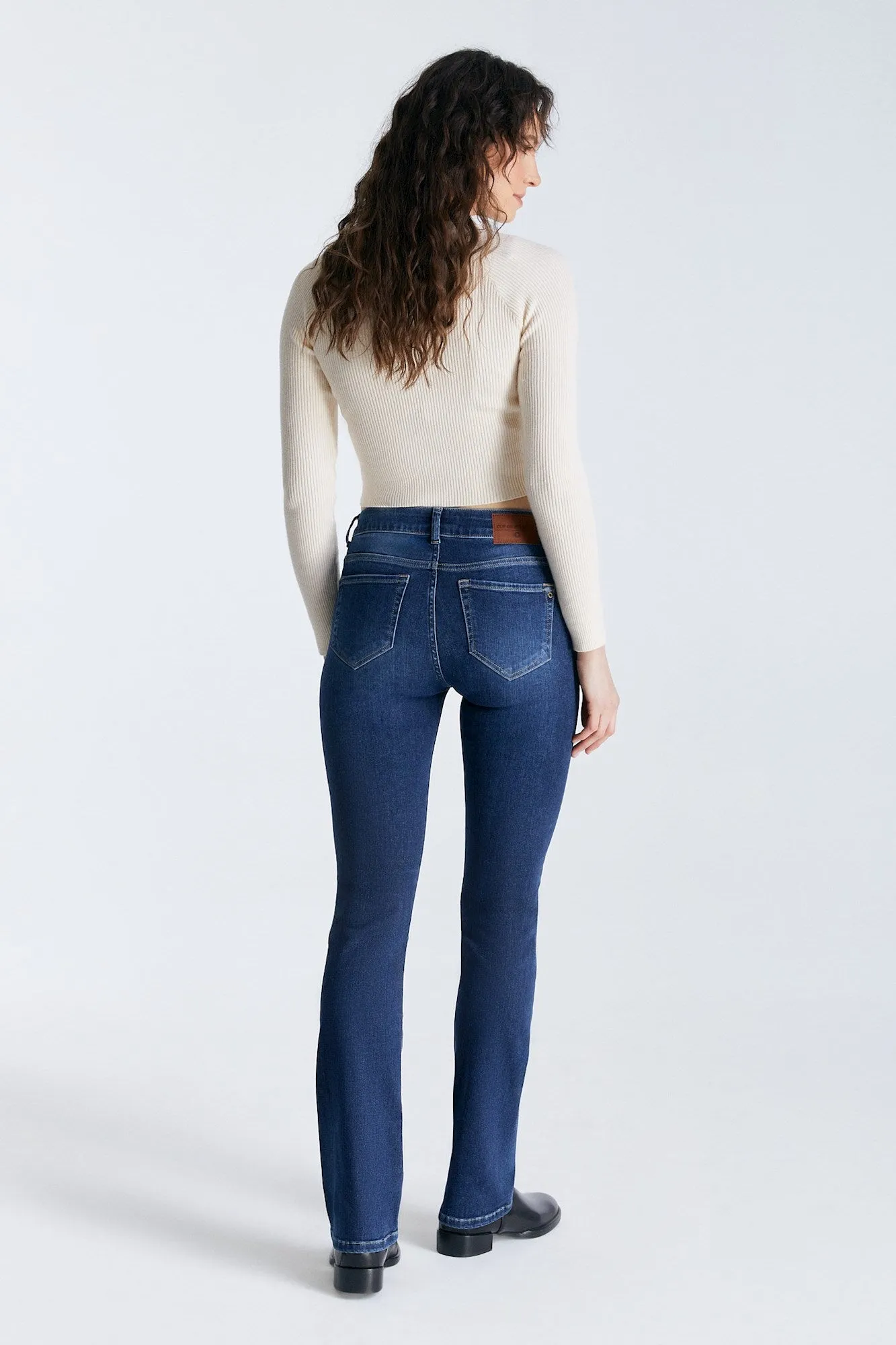Judith Mid Waist 5 Pocket Jeans Dark Blue