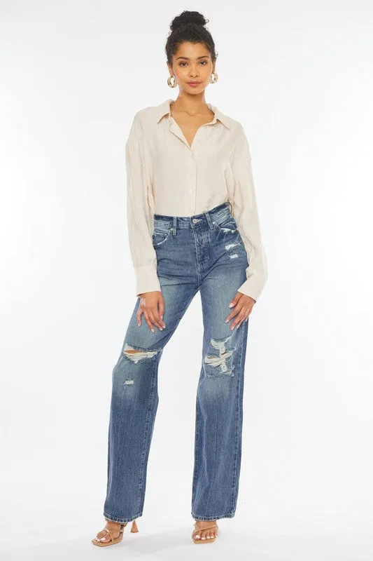 Kancan Ultra High-Rise Distressed 90s Flare