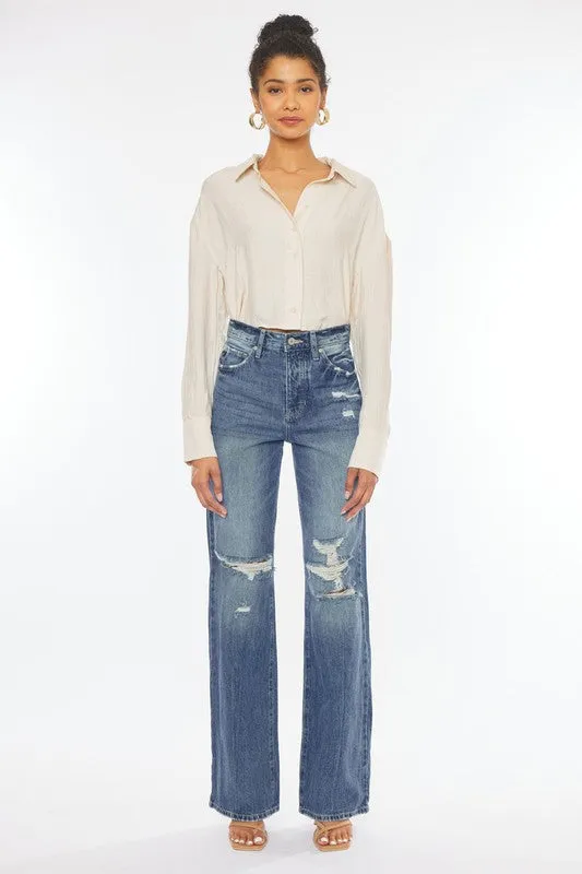 Kancan Ultra High-Rise Distressed 90s Flare