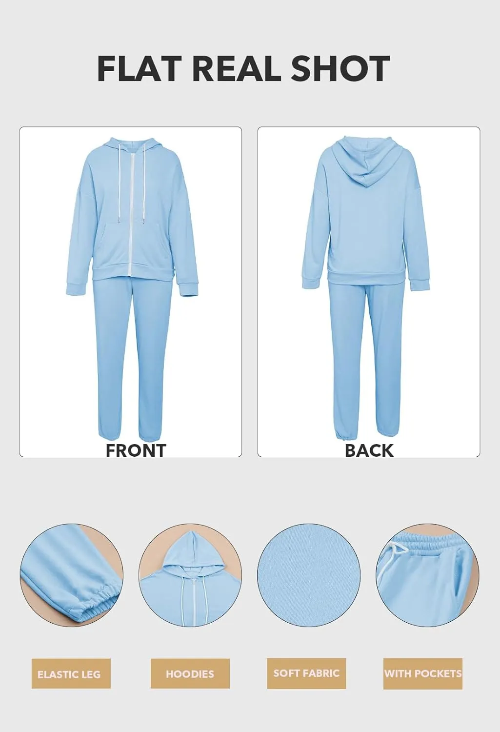 Kisscynest Track Suits for Women Set Casual 2 Piece Outfits Sweatsuits Zipper Hoodie Drawstring Pant Jogger Sets