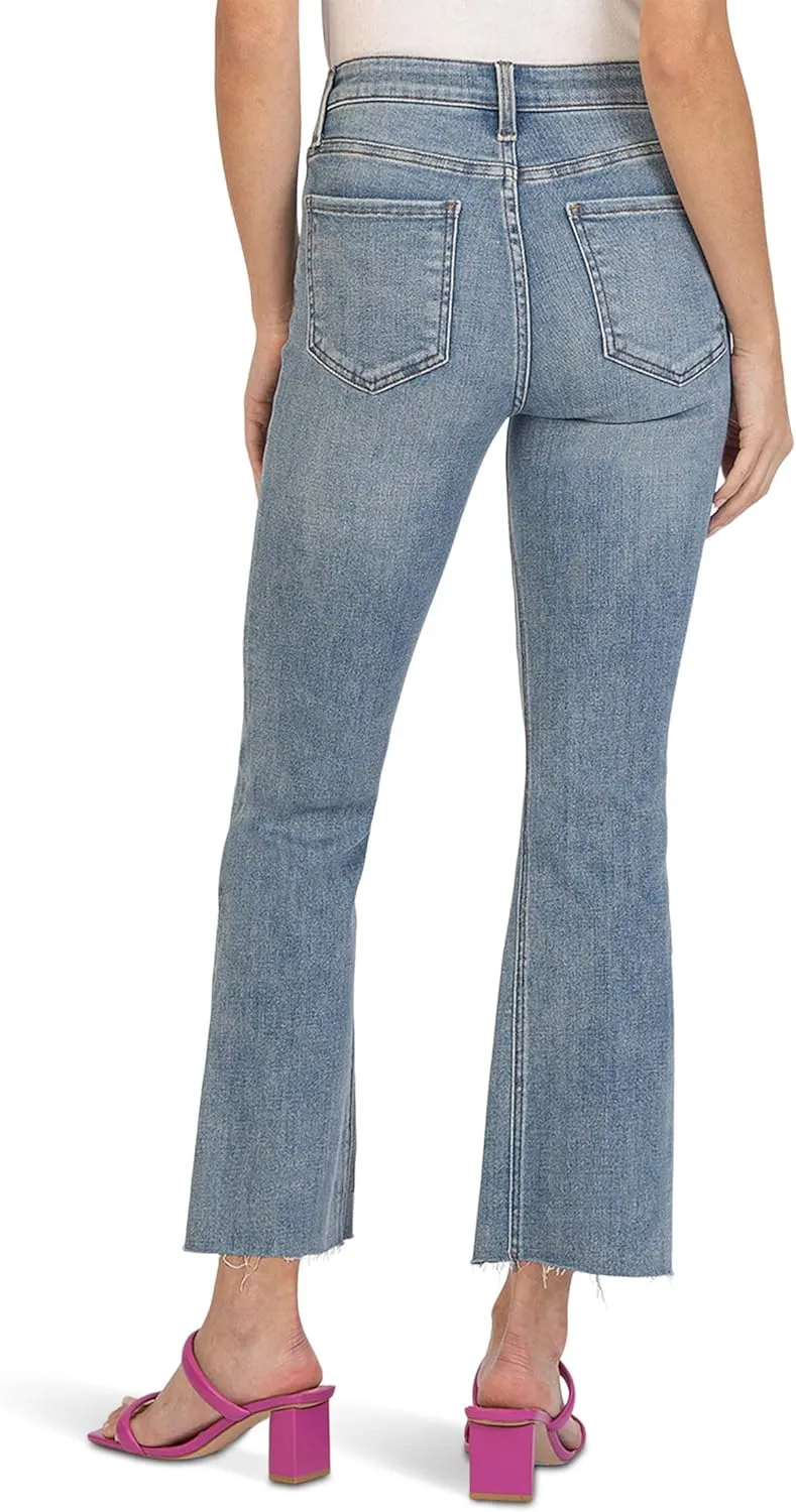 KUT from the Kloth Kelsey Fab Ab Ankle Flare in Comprehensive Jeans for Women, High-Rise and Belt Loops