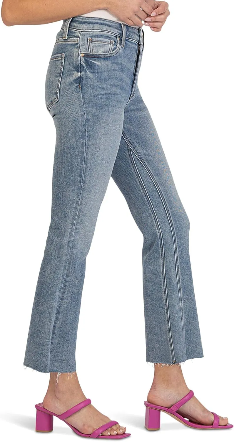 KUT from the Kloth Kelsey Fab Ab Ankle Flare in Comprehensive Jeans for Women, High-Rise and Belt Loops