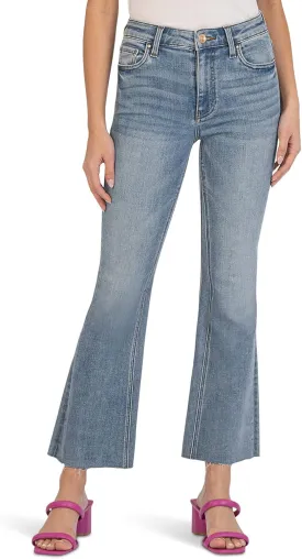 KUT from the Kloth Kelsey Fab Ab Ankle Flare in Comprehensive Jeans for Women, High-Rise and Belt Loops