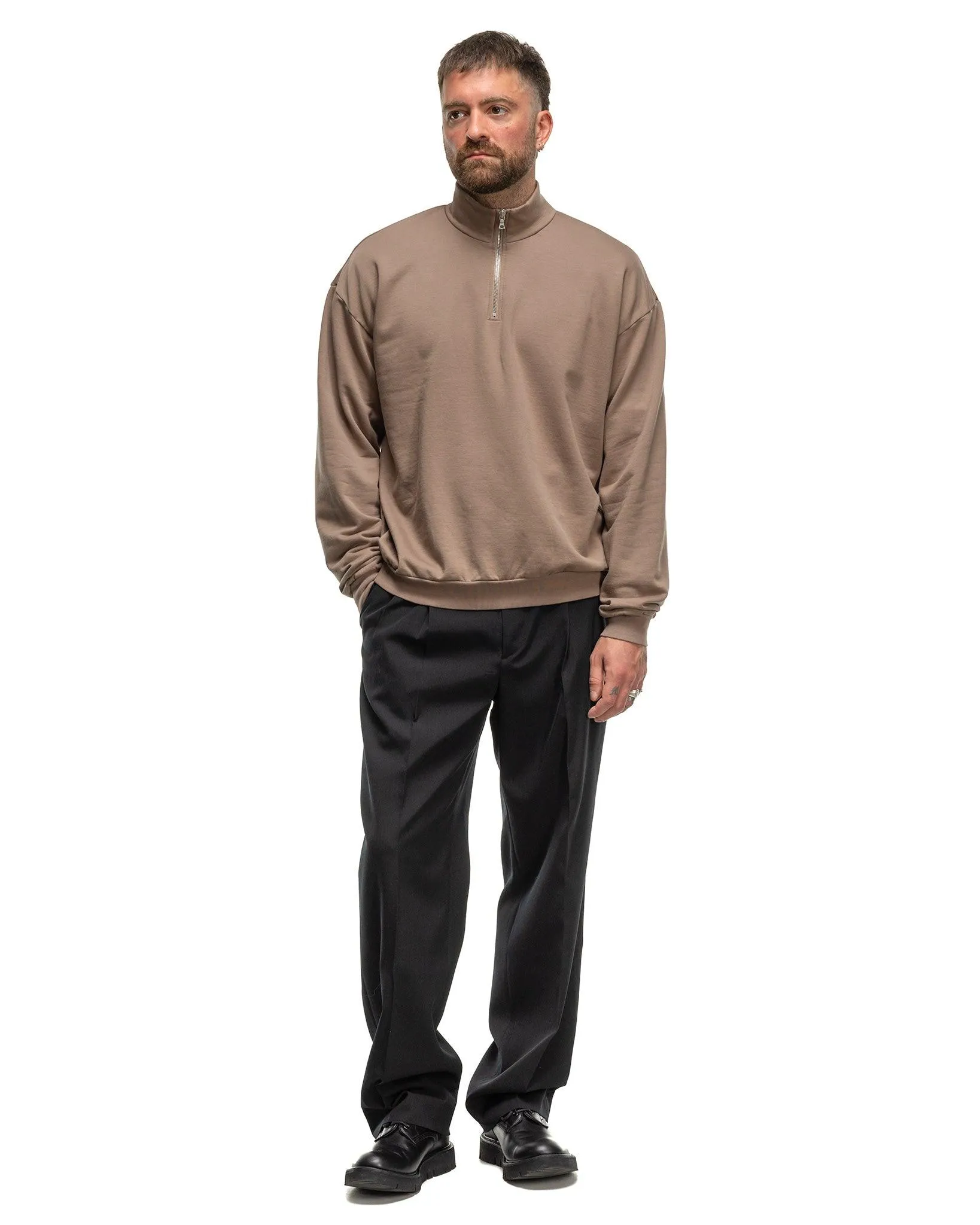 Light Wool Max Gabardine Two-Tuck Slacks Black