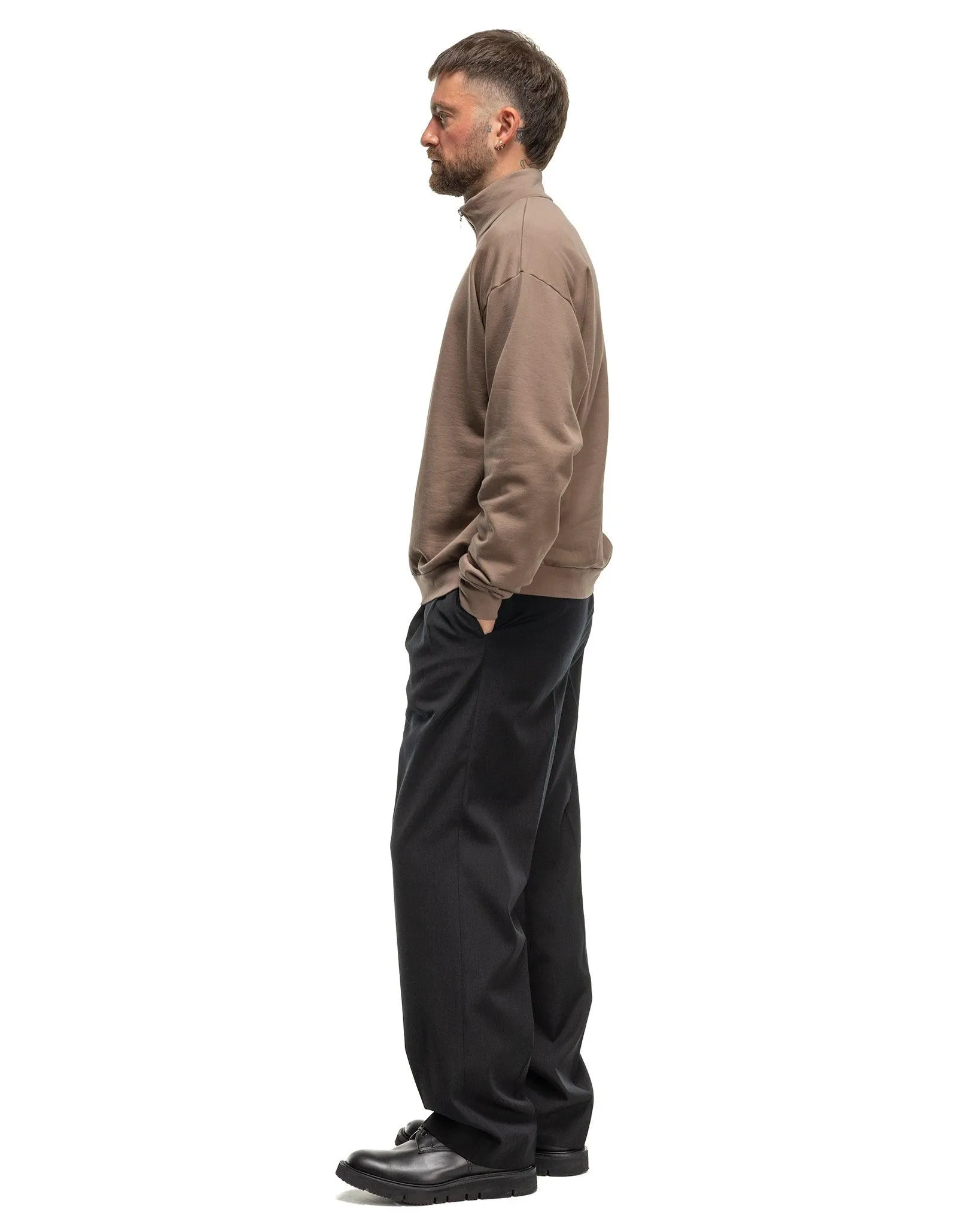Light Wool Max Gabardine Two-Tuck Slacks Black