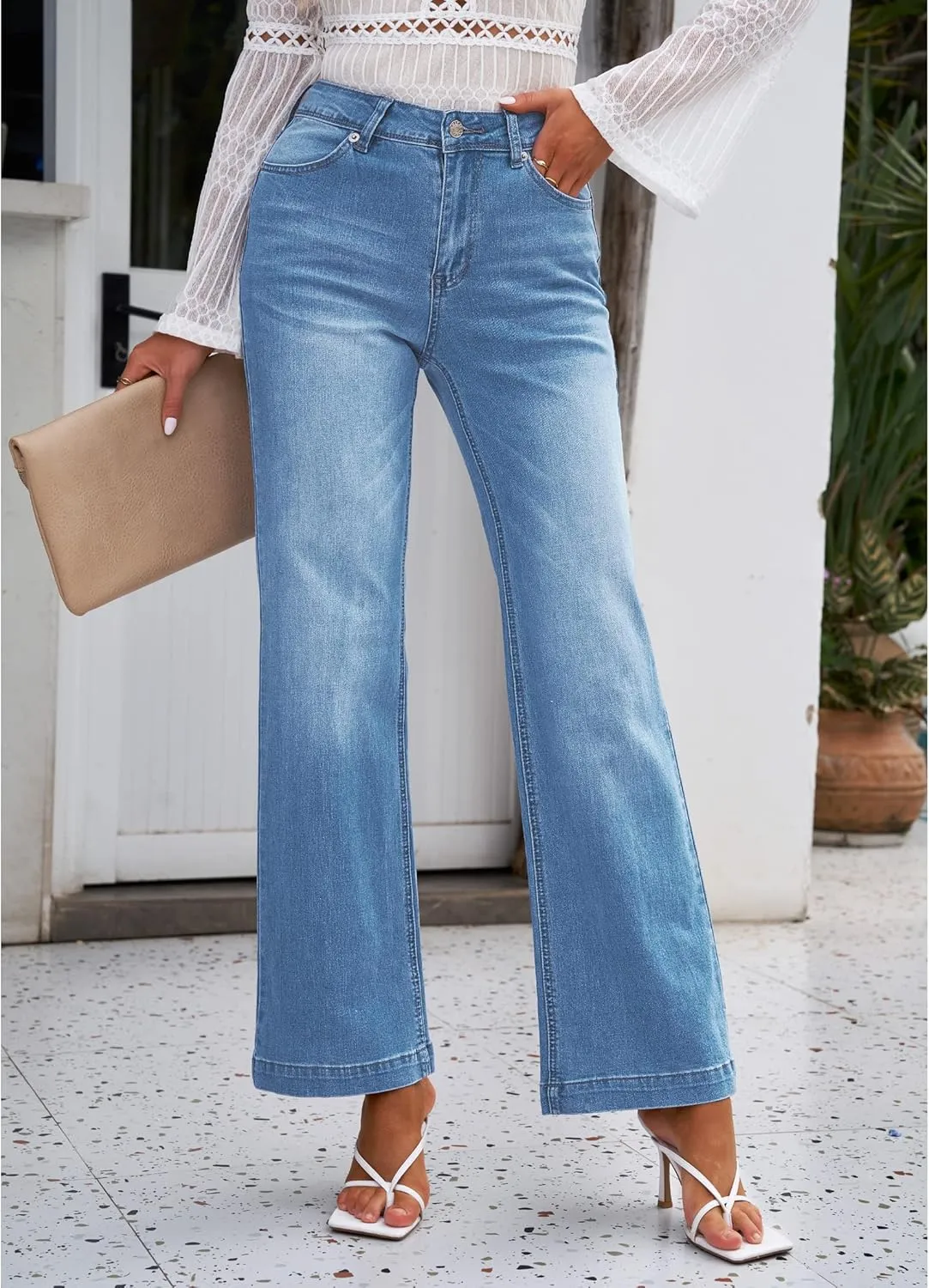 luvamia Wide Leg Jeans for Women Distressed Baggy High Waisted 90s Jeans Stretchy Denim Pants Trendy