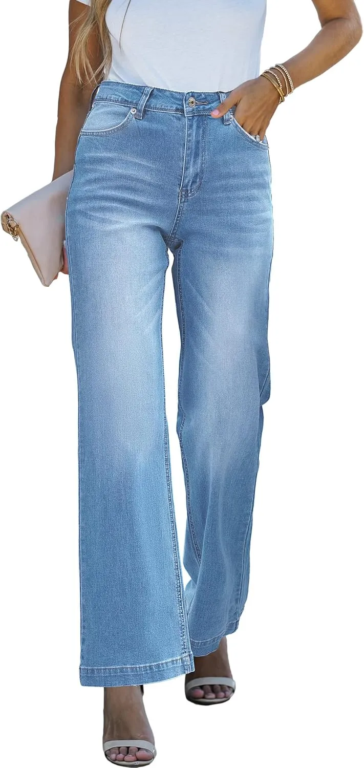 luvamia Wide Leg Jeans for Women Distressed Baggy High Waisted 90s Jeans Stretchy Denim Pants Trendy