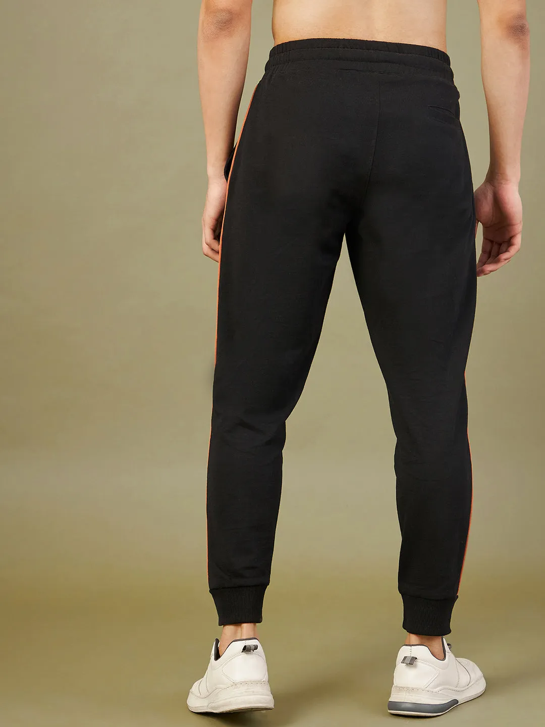 Men's Black Contrast Piping Joggers - LYUSH-MASCLN