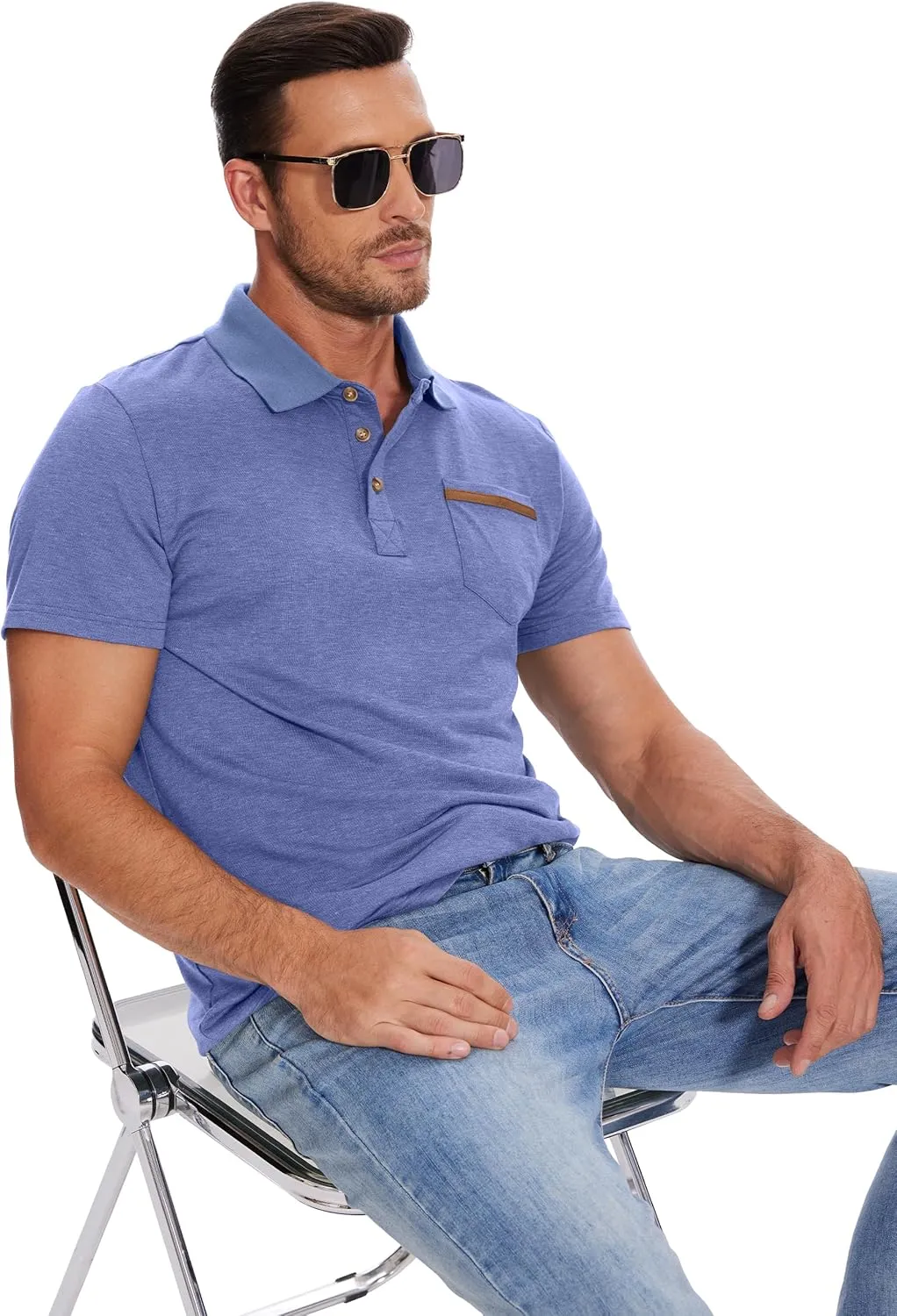 Men's Casual Polo Shirts Short Sleeve Summer Shirts Classic Collared Golf Shirt