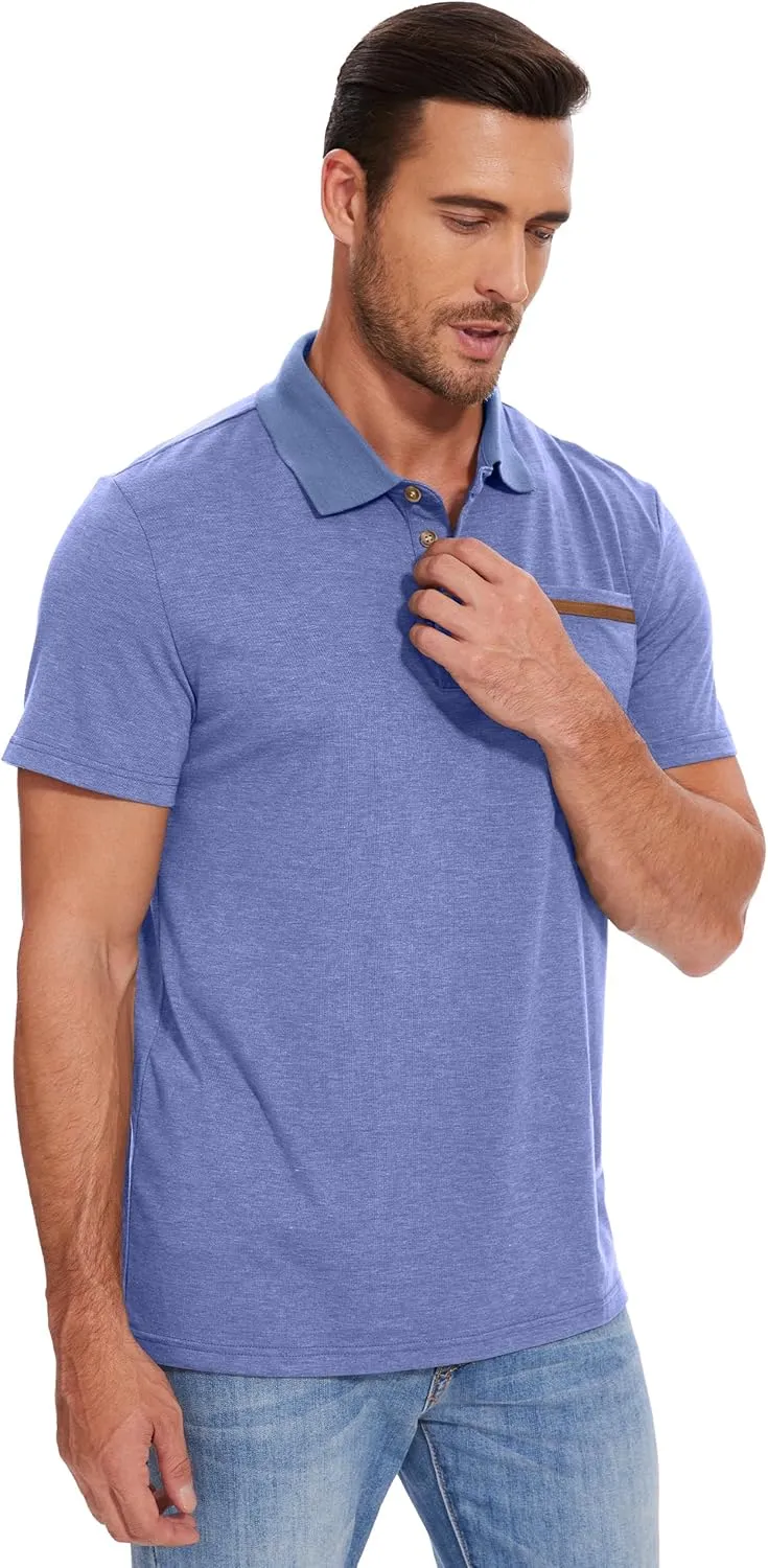 Men's Casual Polo Shirts Short Sleeve Summer Shirts Classic Collared Golf Shirt