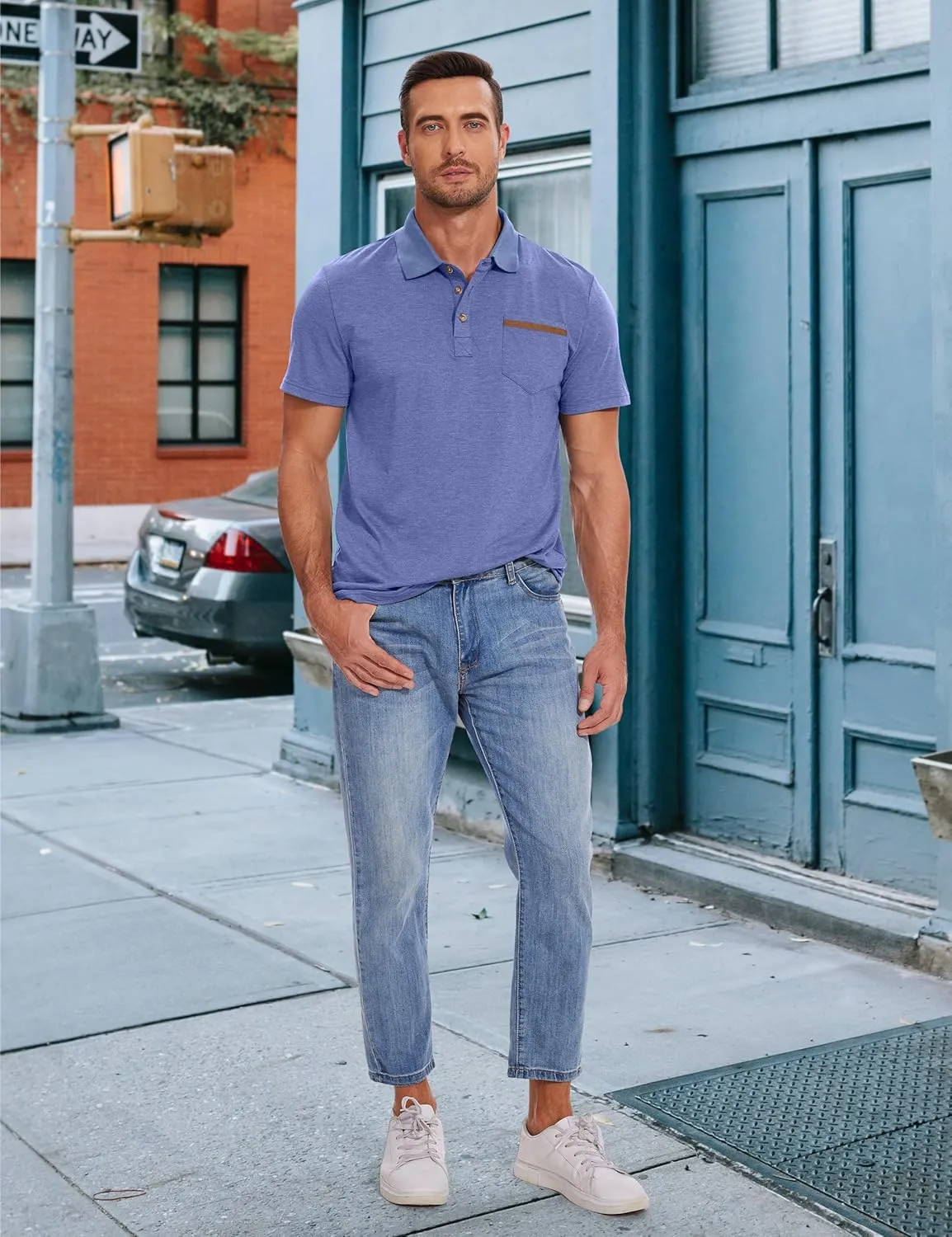 Men's Casual Polo Shirts Short Sleeve Summer Shirts Classic Collared Golf Shirt