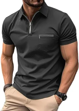 Mens Classic Polo Shirt Casual Short Sleeve Plaid Splice T-Shirts Regular-Fit Business&Golf Polo Shirts