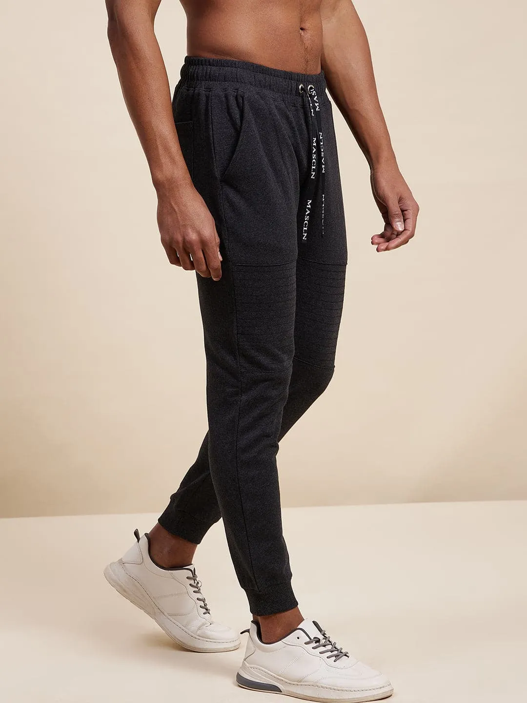 Men's Dark Grey Relax Fit Stitch Detail Joggers - LYUSH-MASCLN