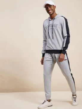Men's Grey Relax Fit Side Tape Joggers - LYUSH-MASCLN
