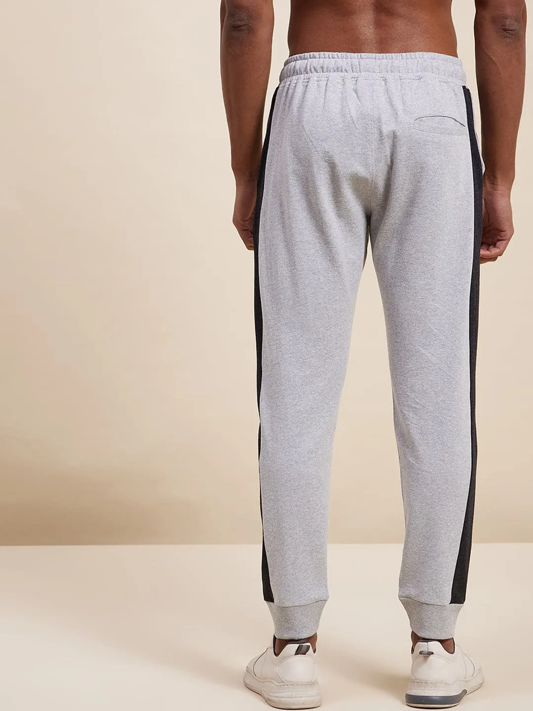 Men's Grey Relax Fit Side Tape Joggers - LYUSH-MASCLN