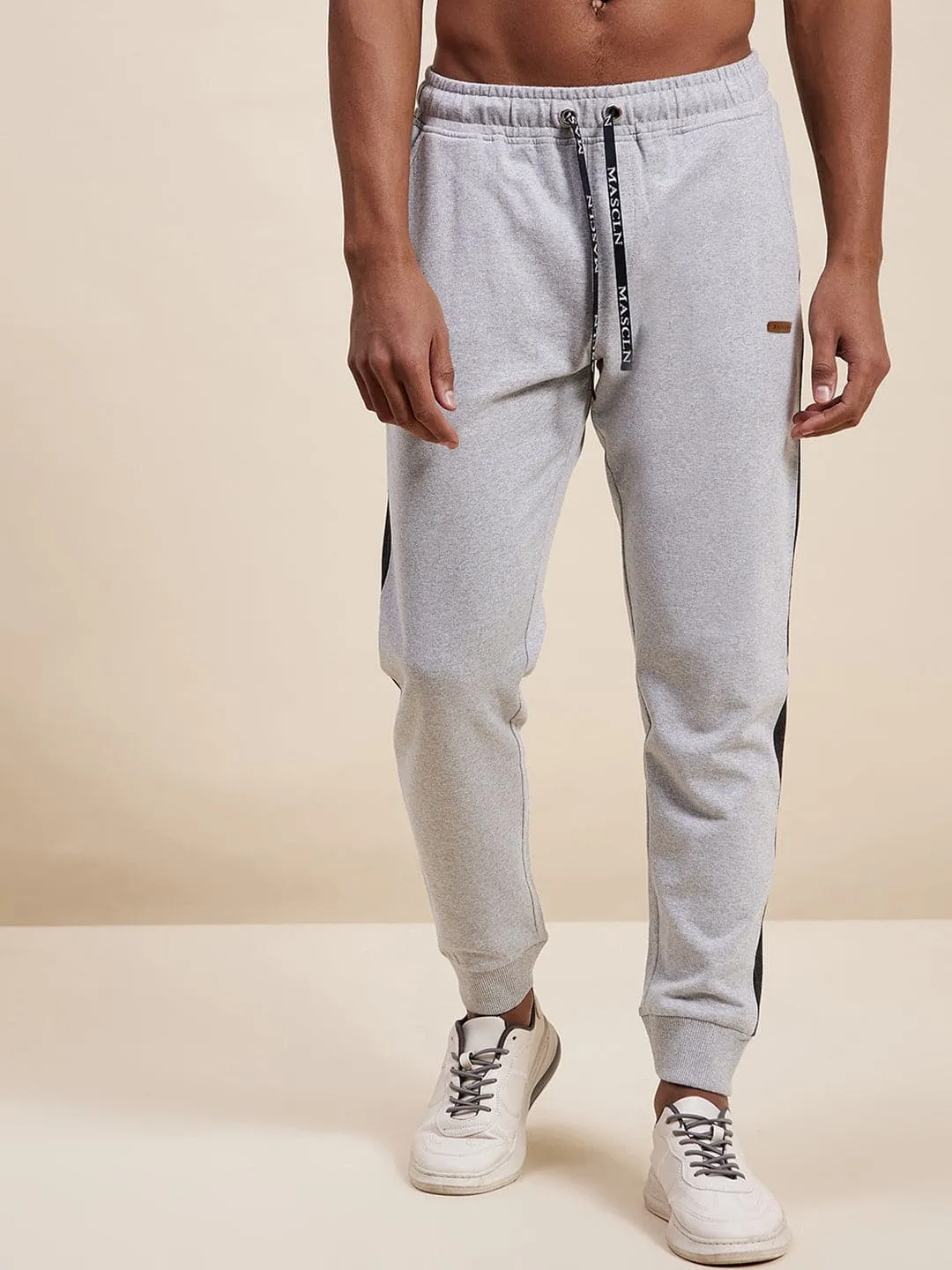 Men's Grey Relax Fit Side Tape Joggers - LYUSH-MASCLN