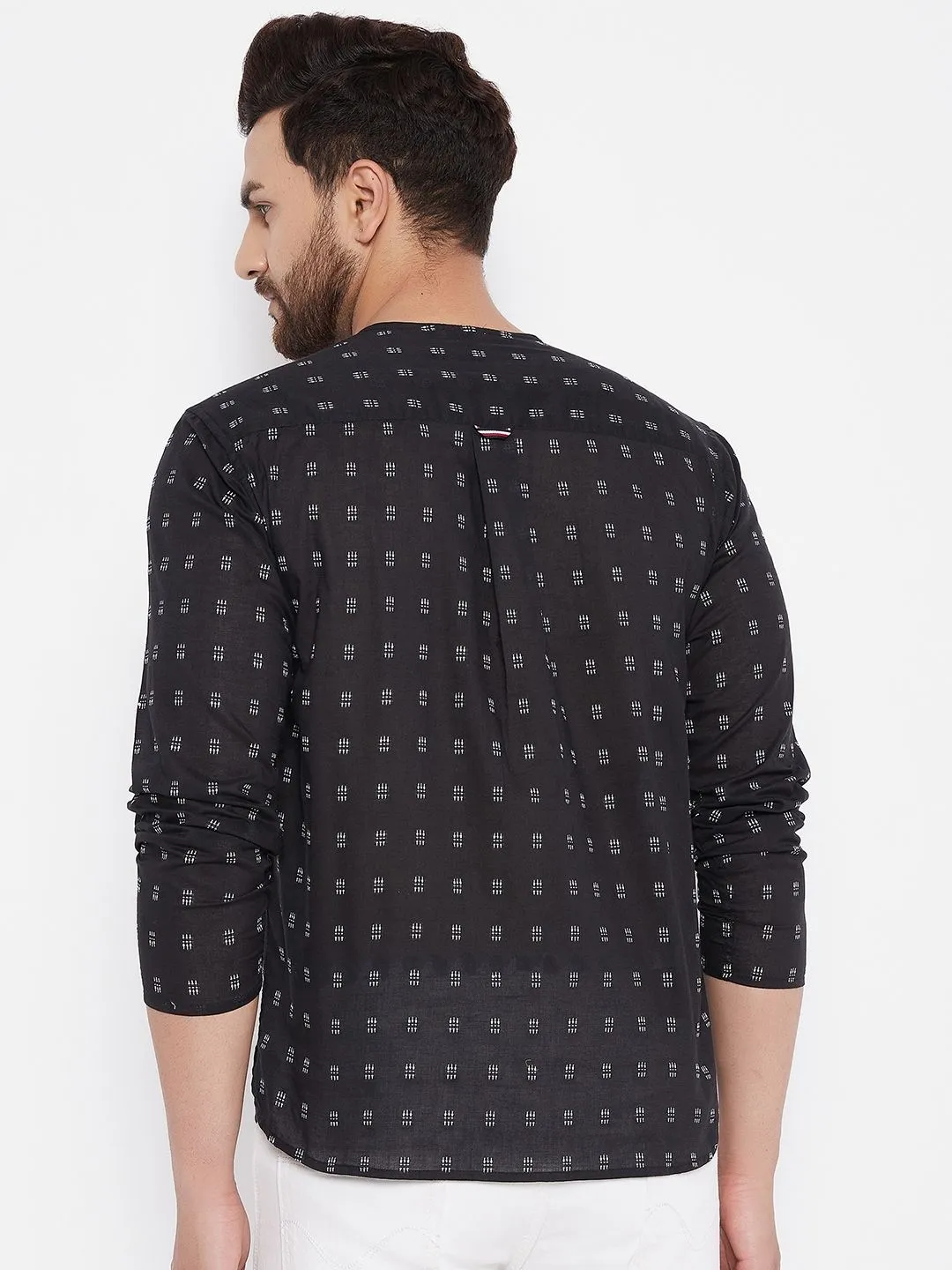 Men's Solid Pure Cotton Black Kurta - Even Apparels