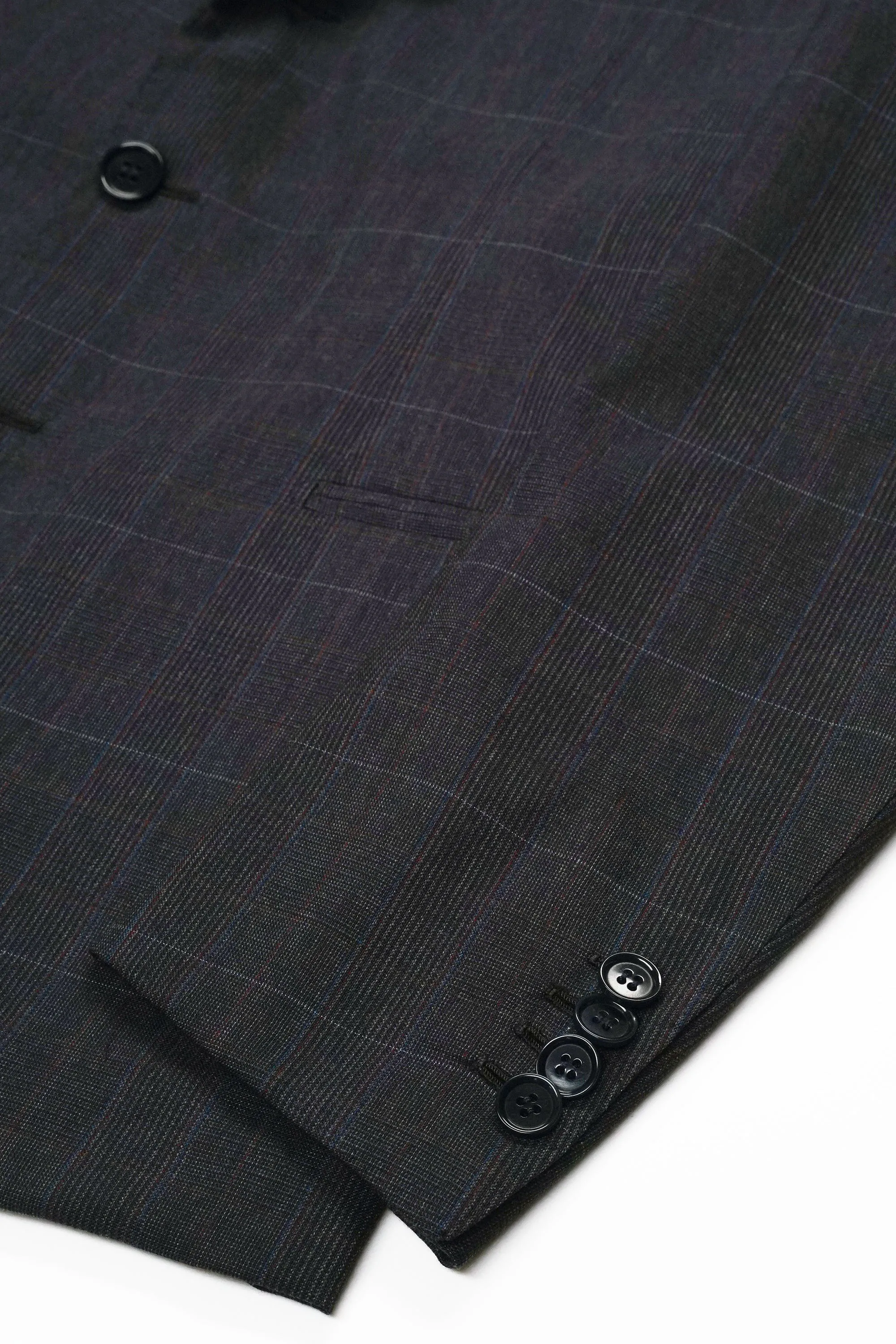 Musella Dembech Grey with Red/Blue Check Wool Three Piece Suit