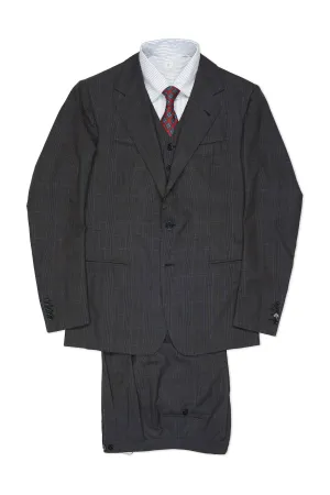 Musella Dembech Grey with Red/Blue Check Wool Three Piece Suit